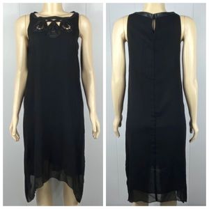 Joan Vass Sleeveless Asymmetrical Black Formal Dress Small